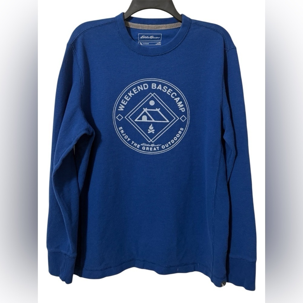 Eddie Bauer Men’s Blue Crewneck Thermal Long sleeve Shirt Camping size Medium